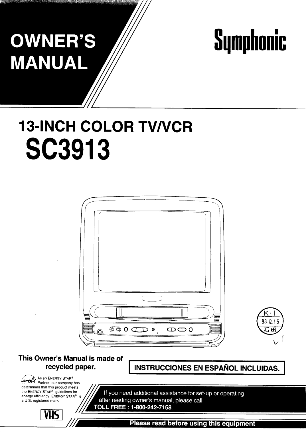 FUNAI SC3913 manual 