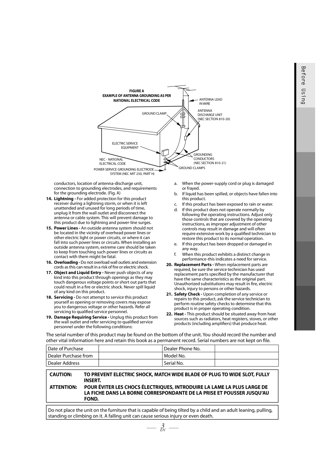 FUNAI TB100HH9 owner manual Insert 