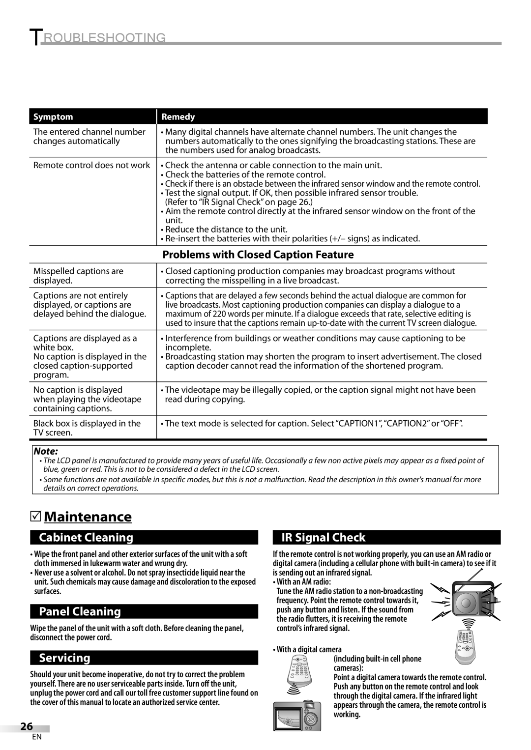 FUNAI V07LCD15 owner manual Maintenance, With a digital camera Including built-in cell phone Cameras 