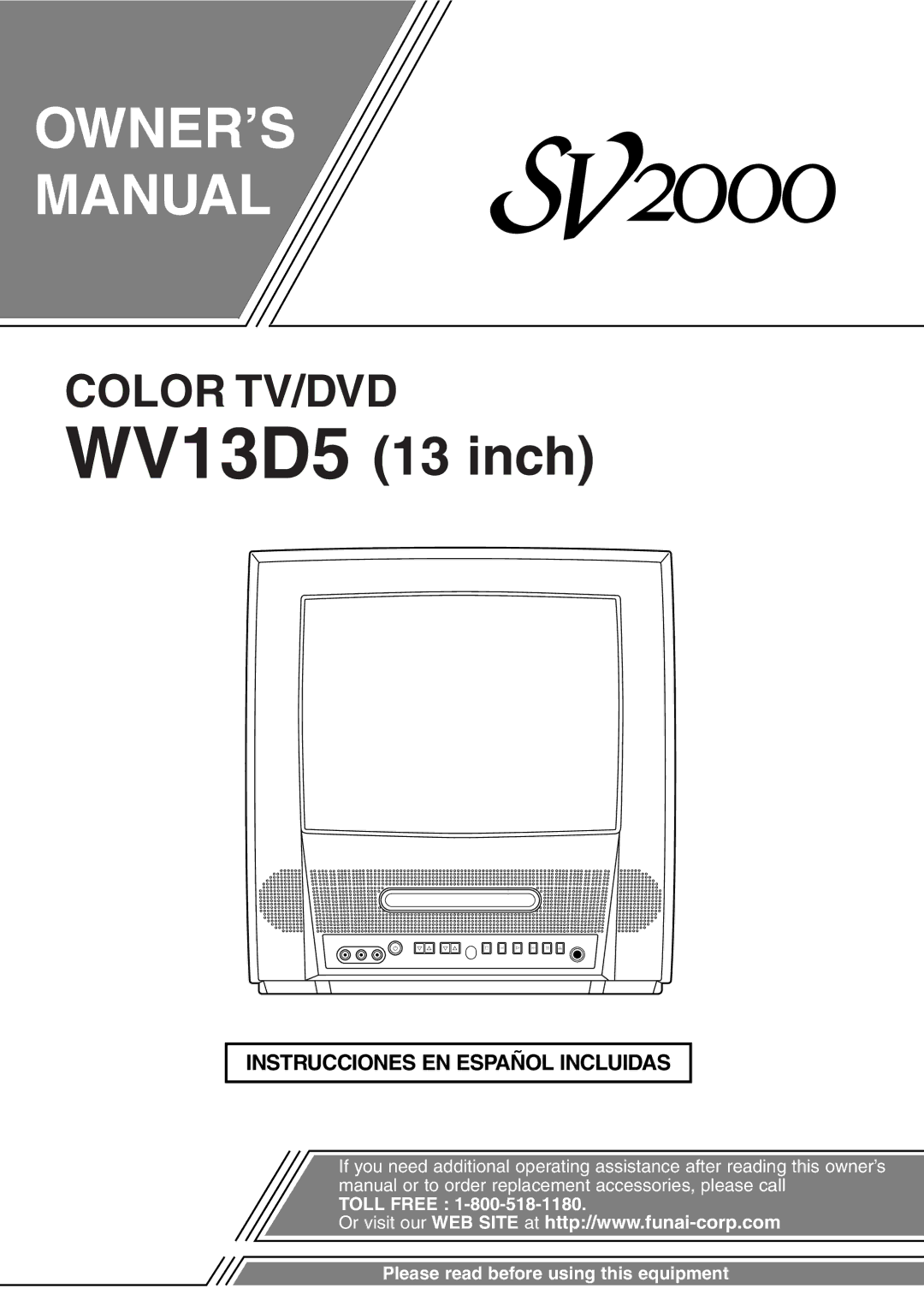 FUNAI WV13D5 owner manual OWNER’S Manual 