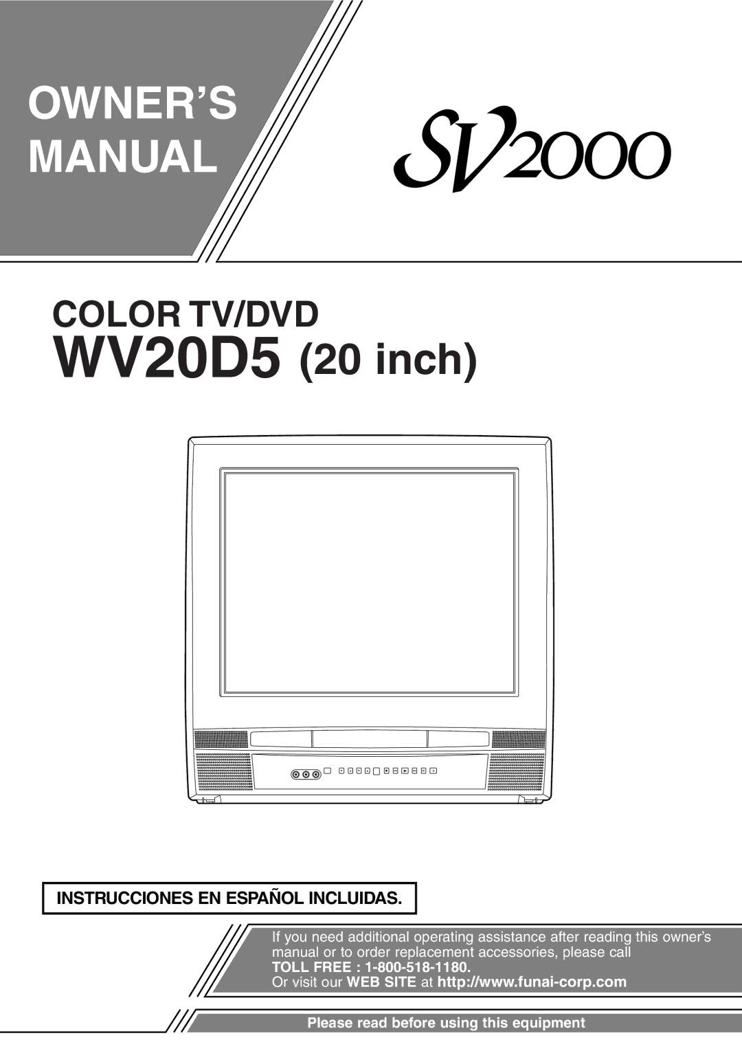 FUNAI WV20D5 owner manual OWNER’S Manual 