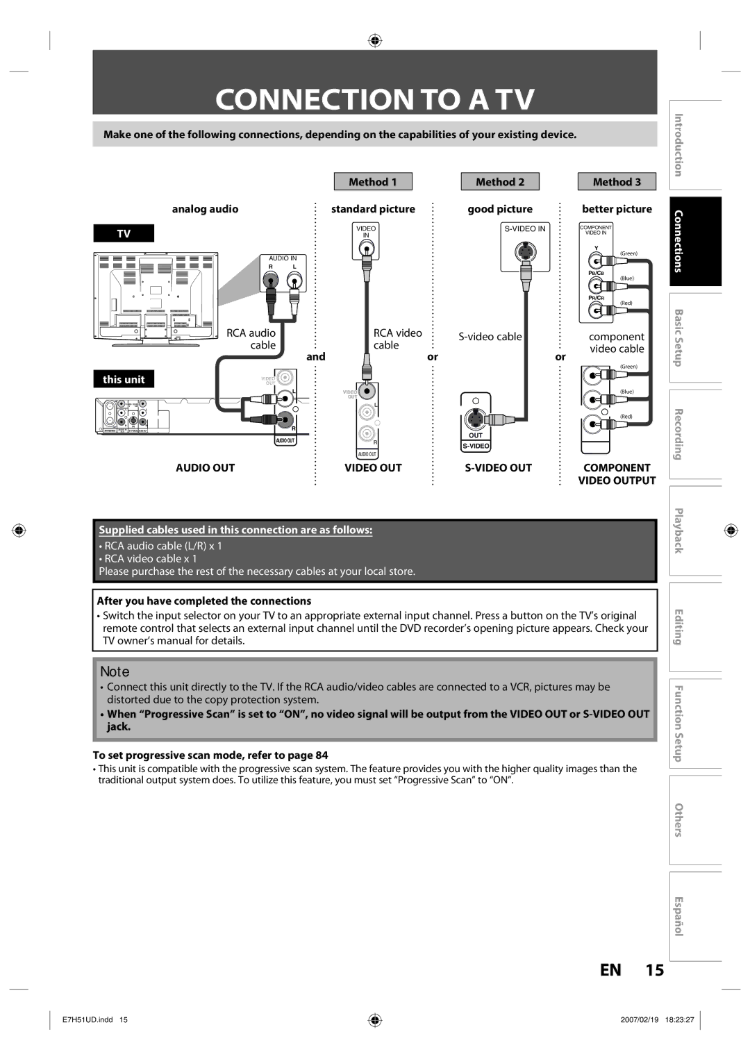 FUNAI ZC350MS8 owner manual Connection to a TV, This unit 