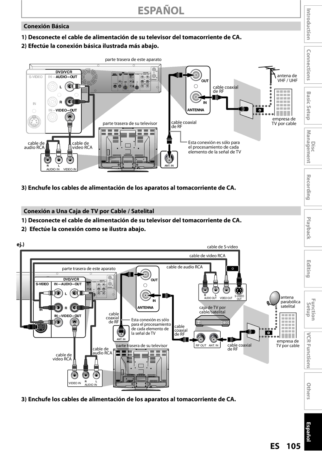 FUNAI ZV450TT8 owner manual Español, Introduction Connections 