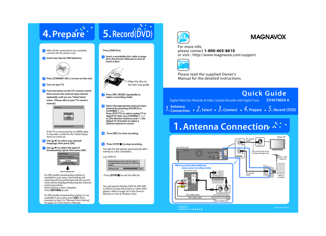 FUNAI ZV457MG9 A owner manual Press DVD first, Press REC to start recording Press Stop C to stop recording 