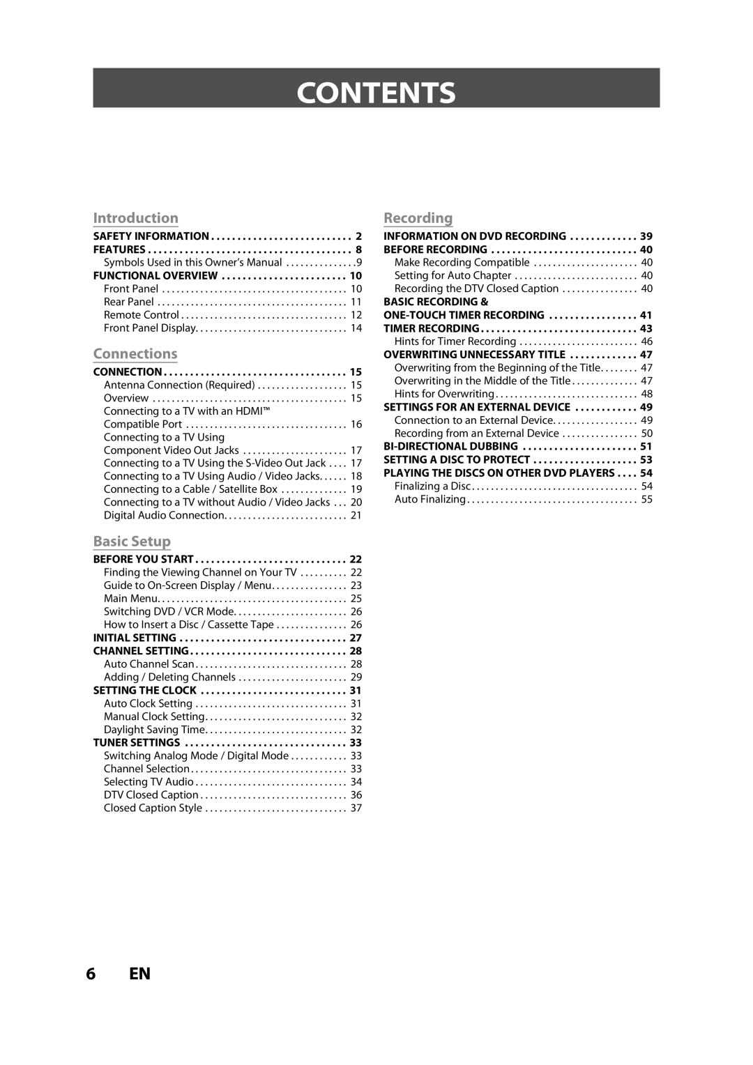 FUNAI ZV457MG9 A owner manual Contents 