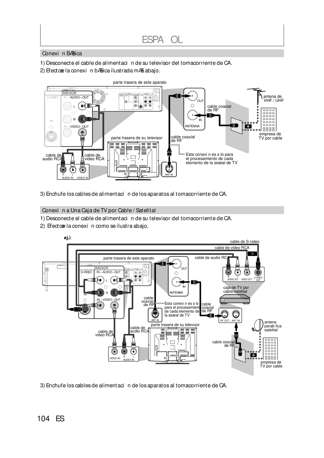 FUNAI ZV457MG9 owner manual Español, Parte trasera de este aparato 