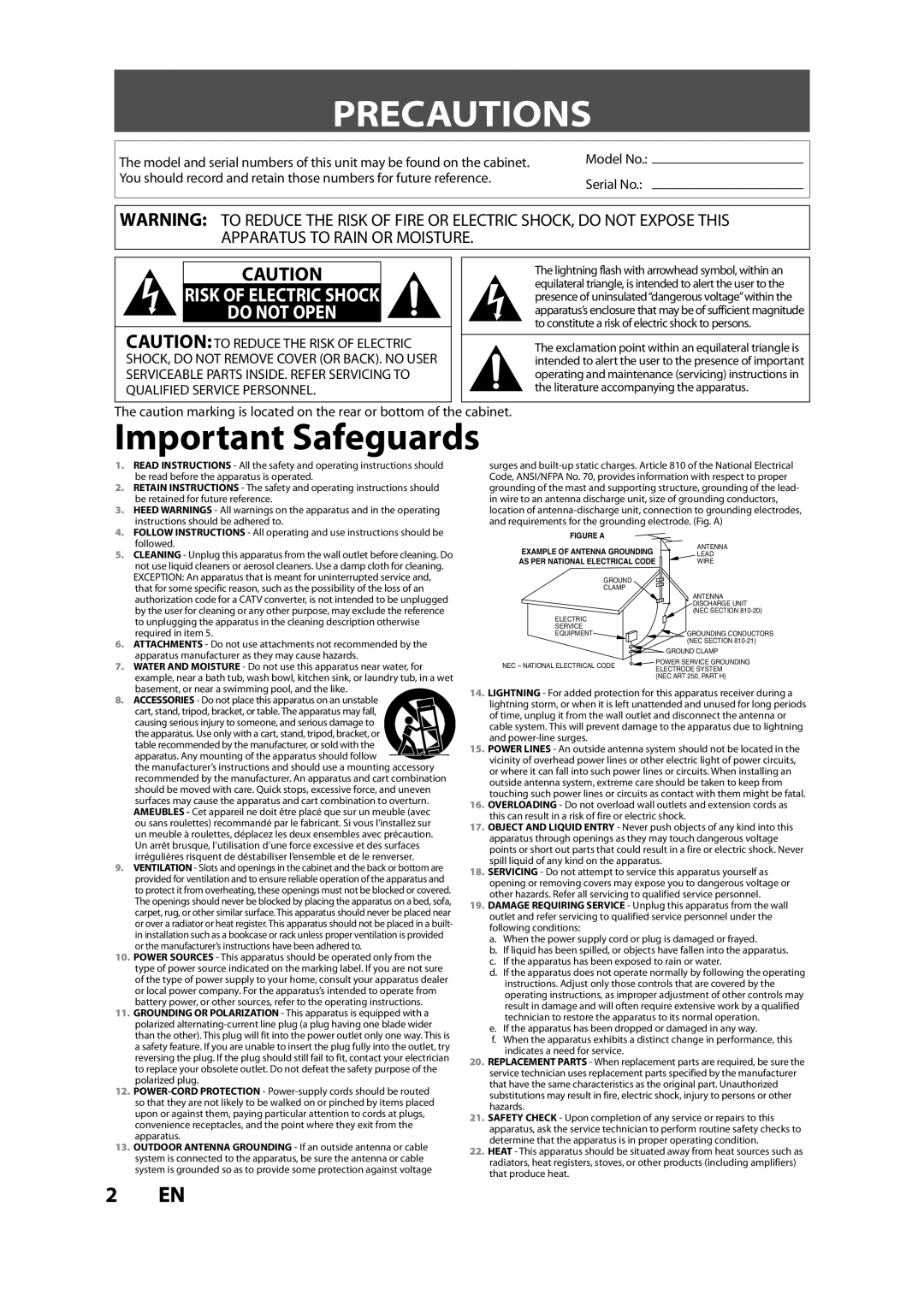 FUNAI ZV457MG9 owner manual Precautions, Do not Open 