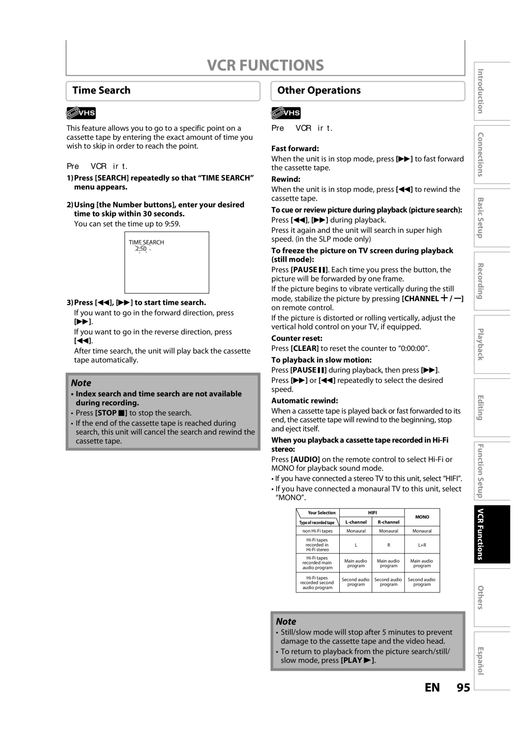 FUNAI ZV457MG9 owner manual Other Operations 