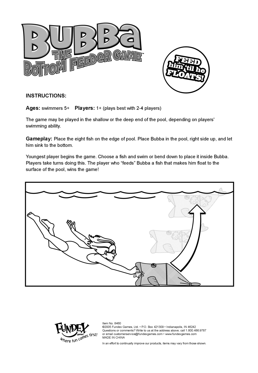 Fundex Games 8460, Bubba: The Bottom Feeder manual Instructions 