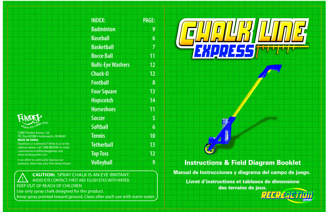 Fundex Games Chalk Line Express manual Index 