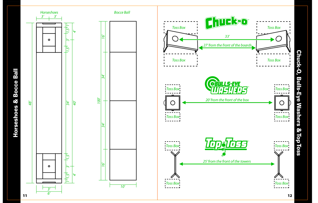 Fundex Games Chalk Line Express manual Horseshoes & Bocce Ball, Chuck-O, Bulls-Eye Washers &TopToss 