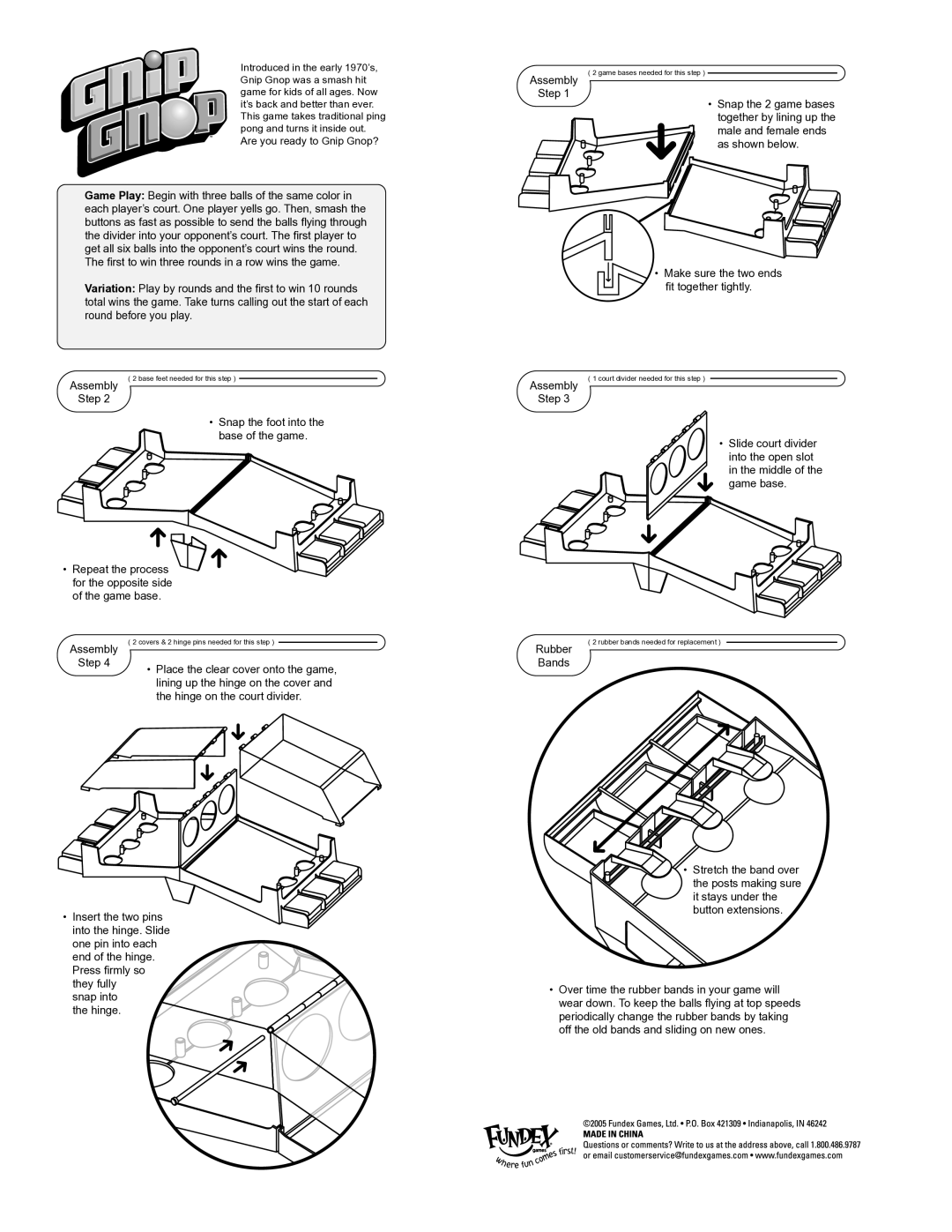 Fundex Games Gnip Gnop manual Step, Game base, Hinge on the court divider 