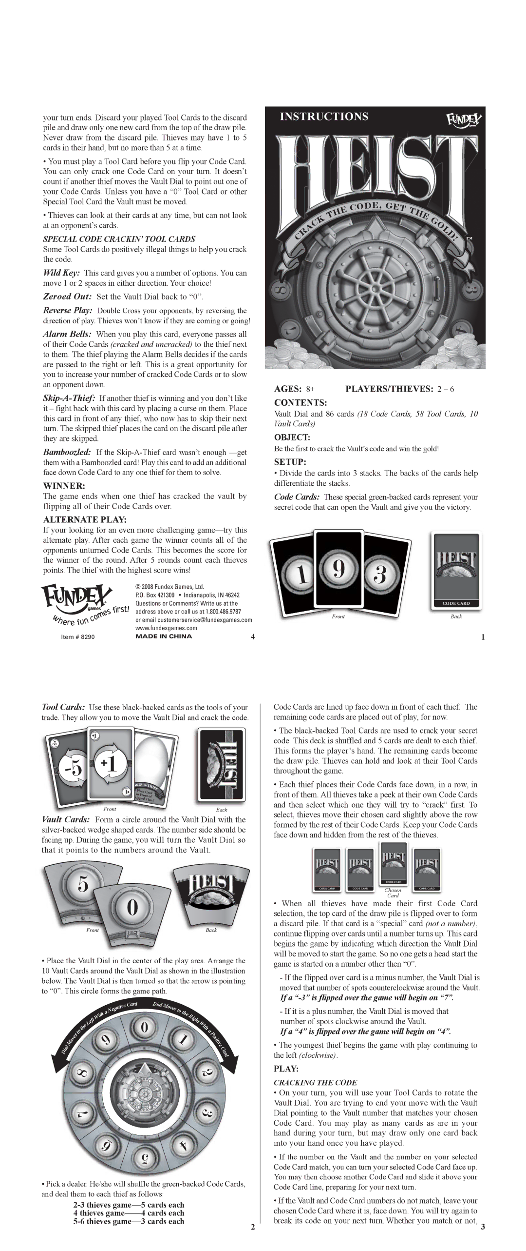 Fundex Games Heist manual Instructions 