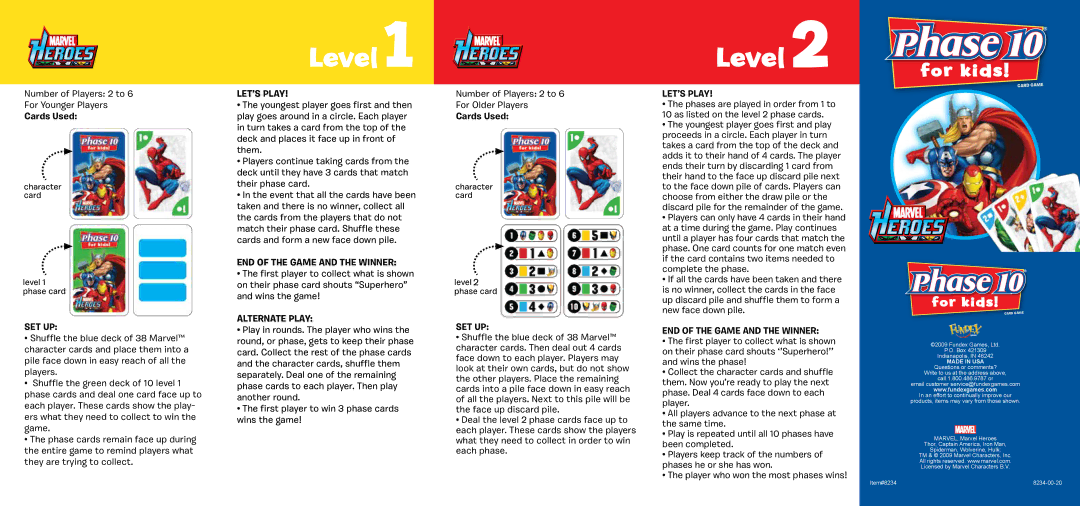 Fundex Games 8234-00-20, Phase 10 for Kids manual Level, For kids 