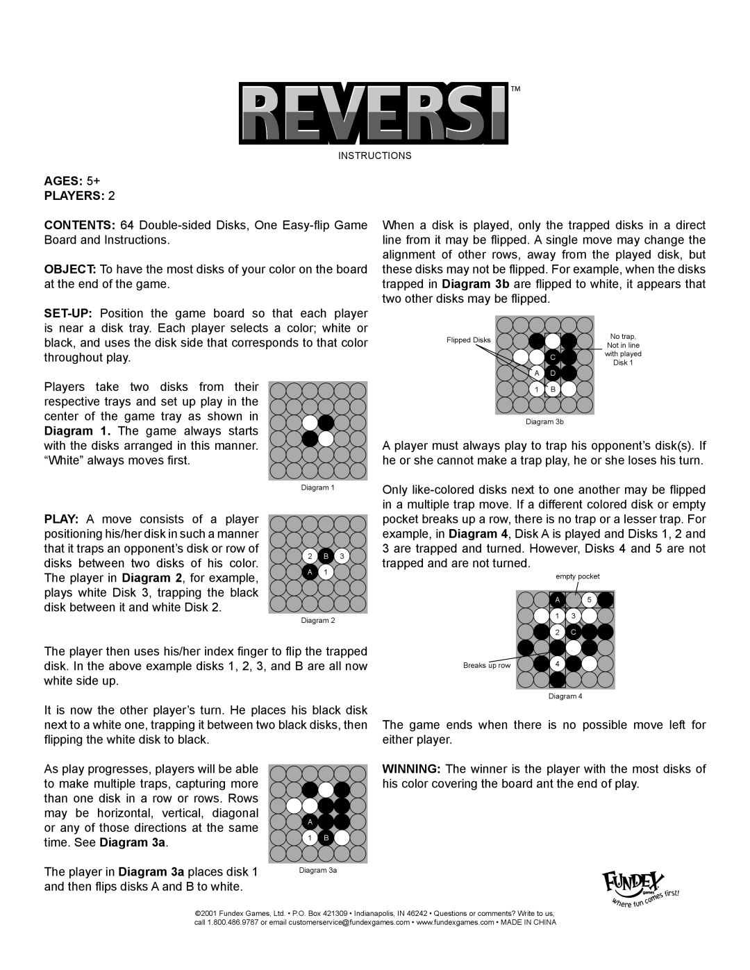 Fundex Games Reversi manual Players 