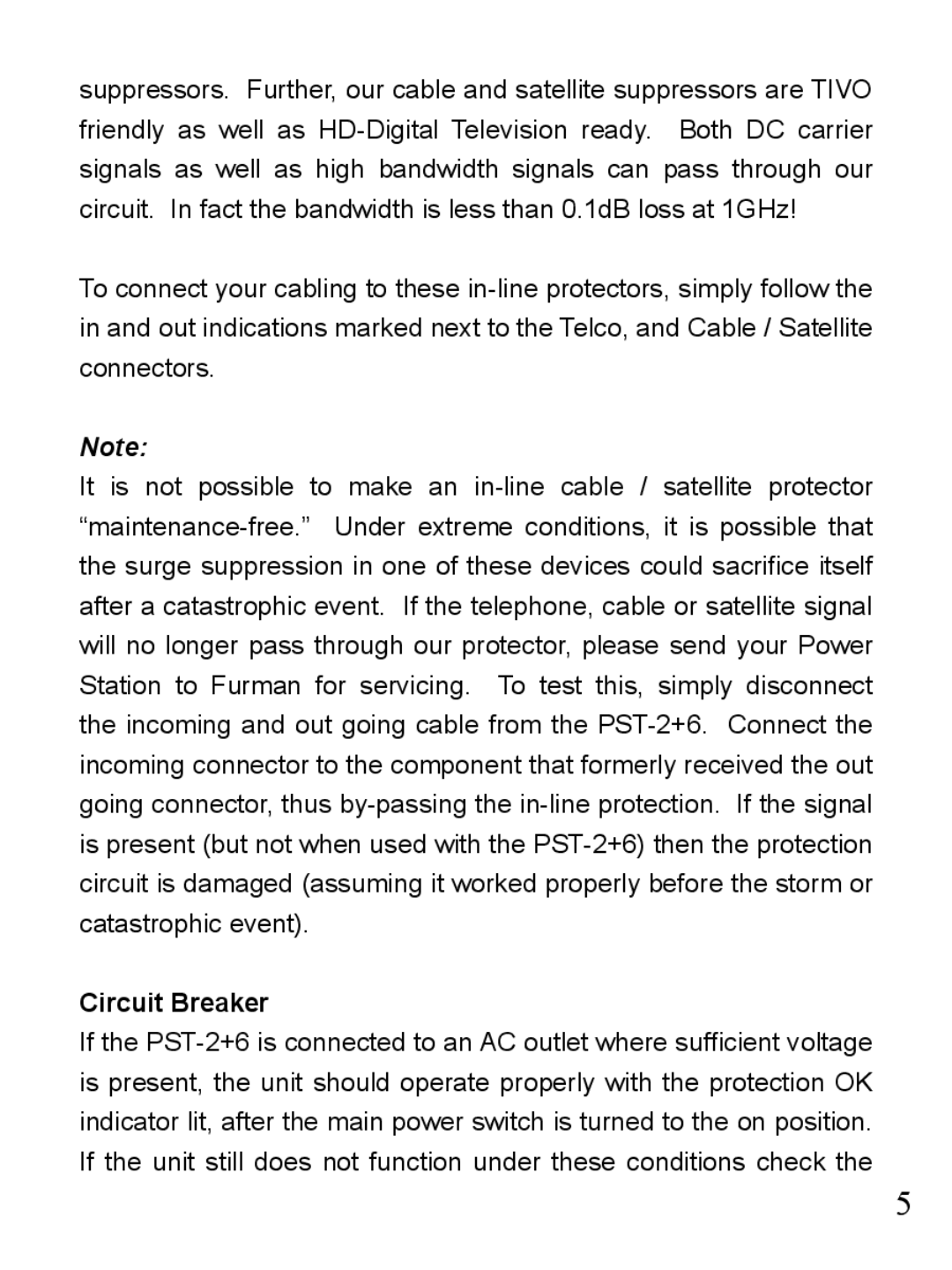 Furman Sound 2+6 owner manual Circuit Breaker 