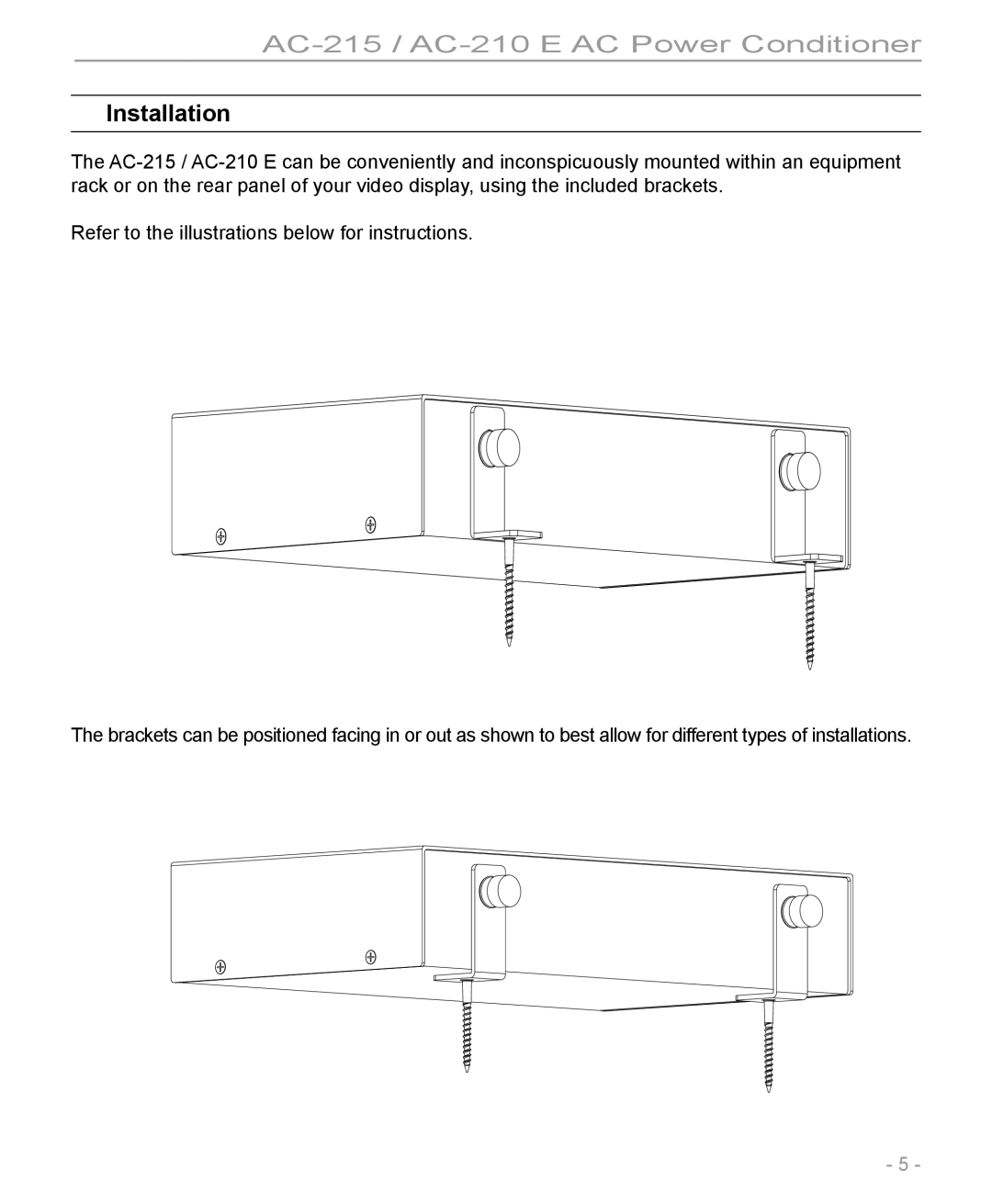 Furman Sound AC-215, AC-210 E manual Installation 