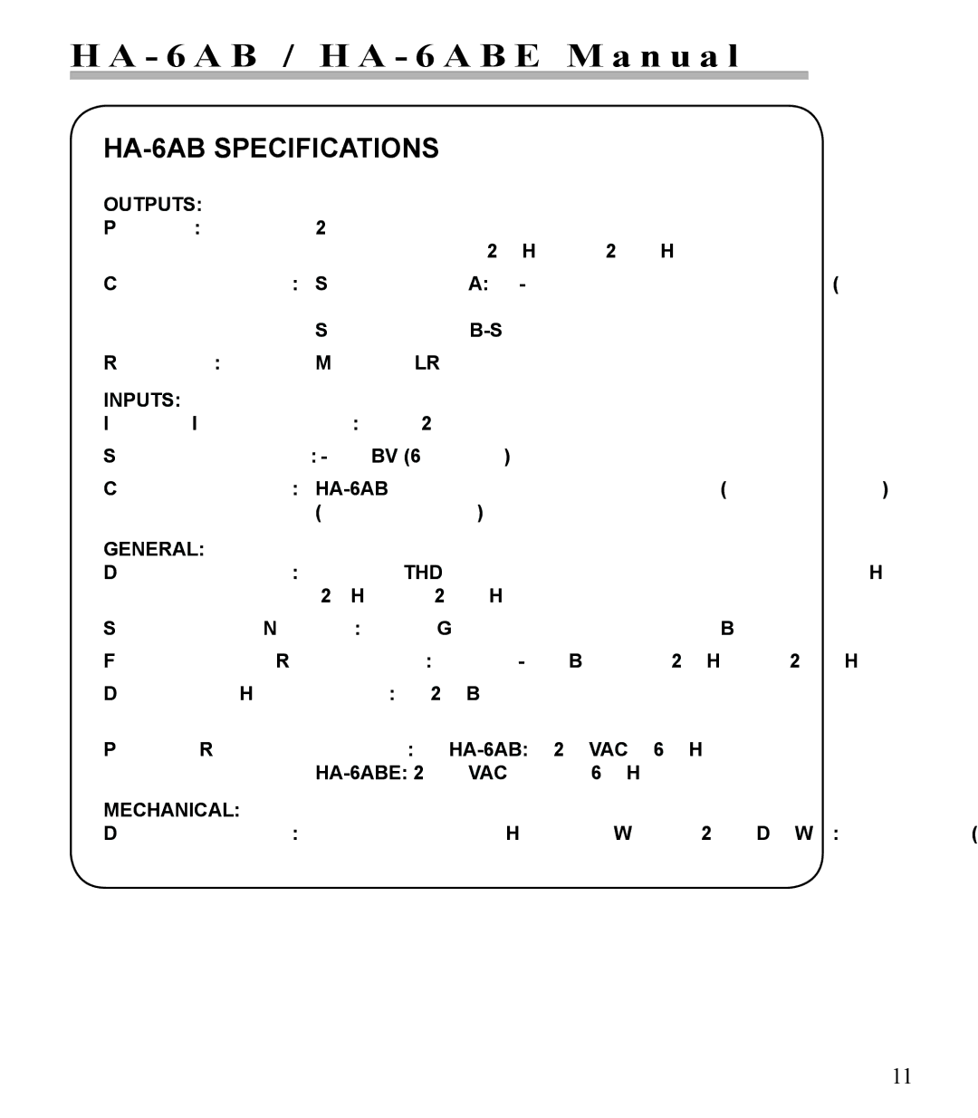 Furman Sound manual HA-6AB Specifications, Outputs 