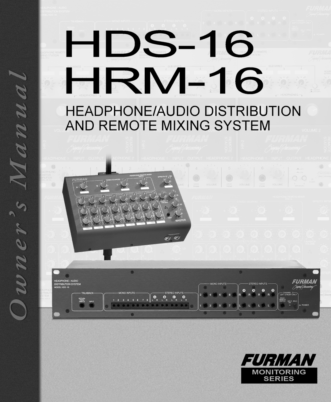 Furman Sound manual HDS-16/HRM-16 Headphone Distribution System 