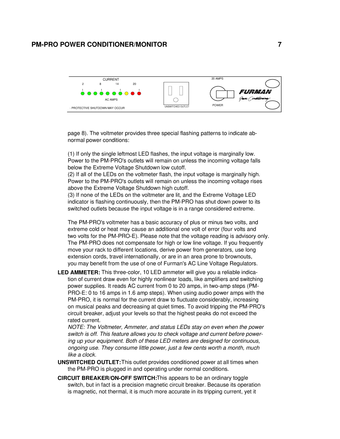 Furman Sound PM-PRO-E owner manual Current 