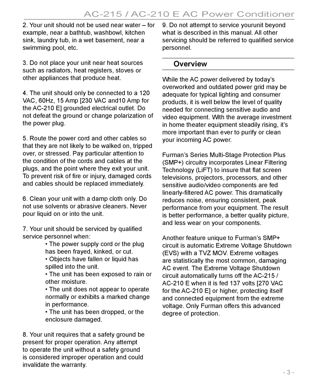 Furman Sound pmn manual Overview 