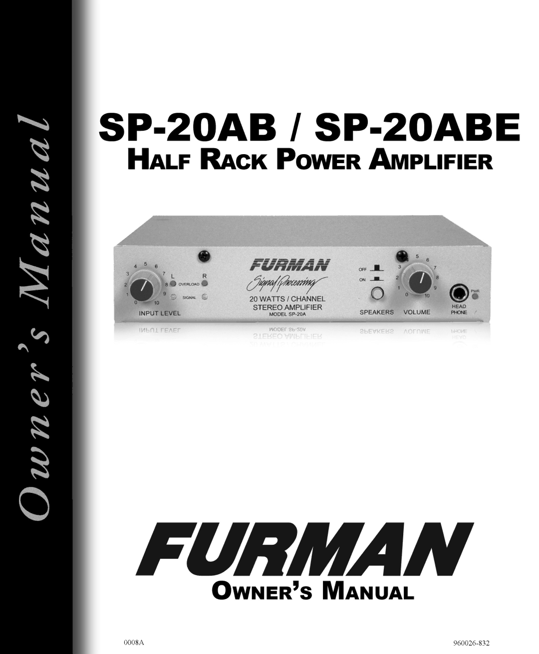 Furman Sound SP-20ABE manual SP-20AB Manual 