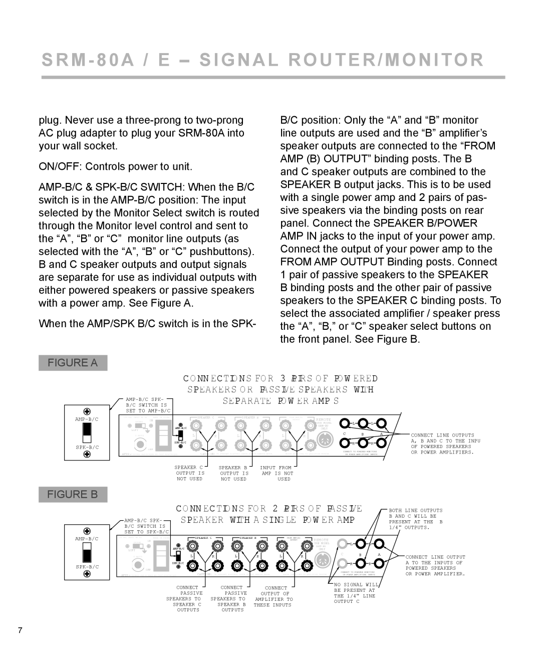 Furman Sound SRM-80A owner manual Po W E R Amp S 