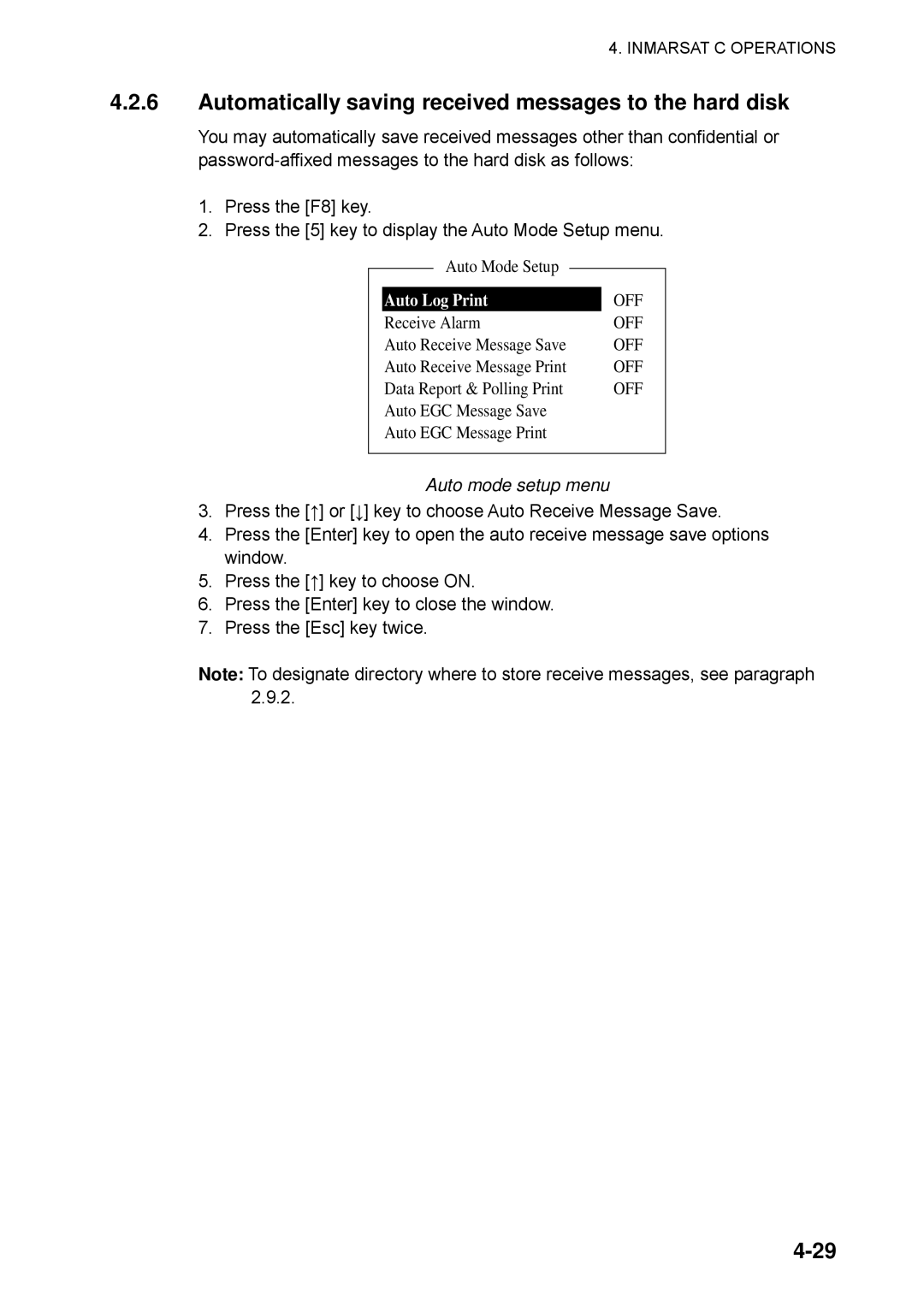 Furuno 16 manual Automatically saving received messages to the hard disk 