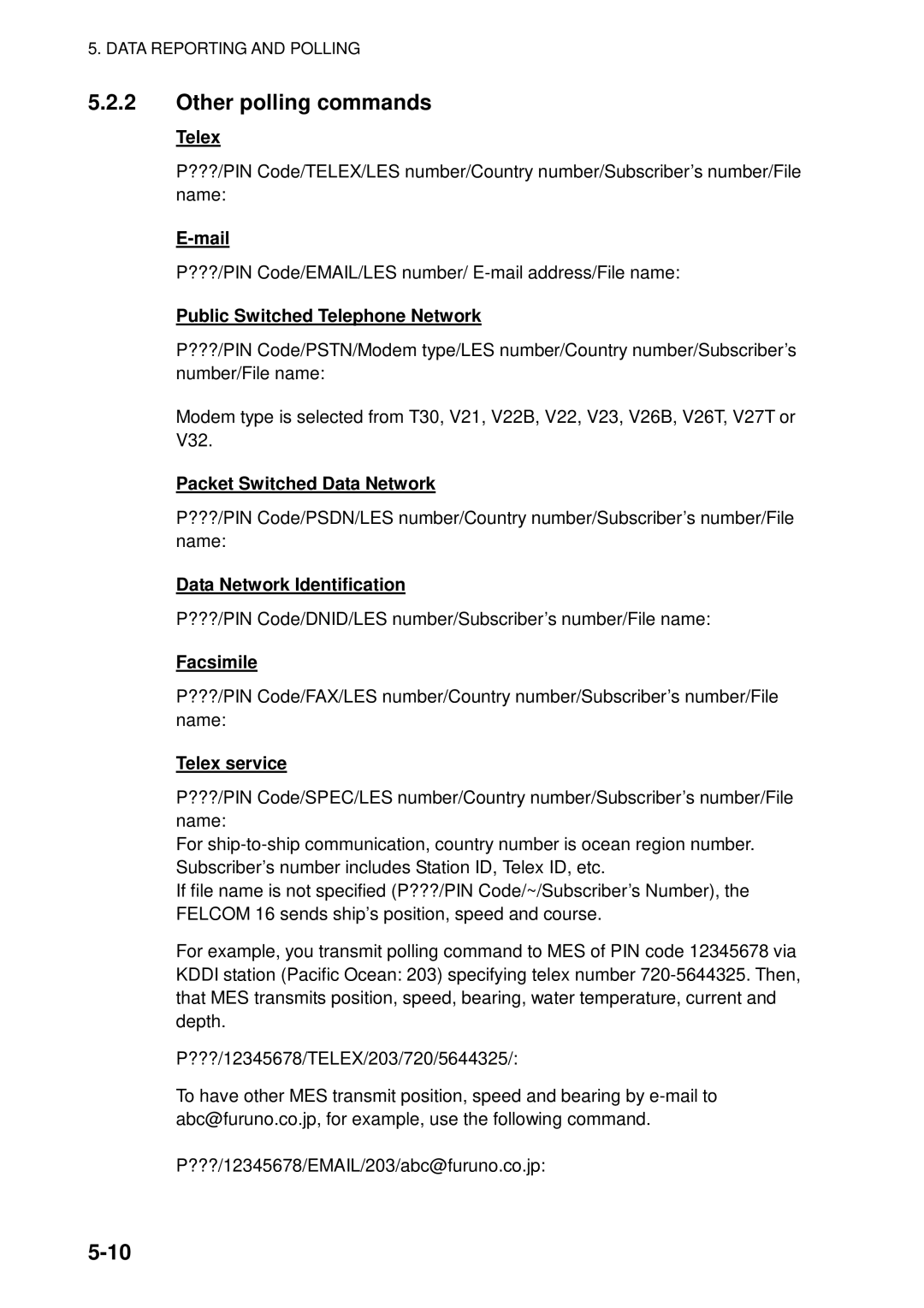 Furuno 16 manual Other polling commands 