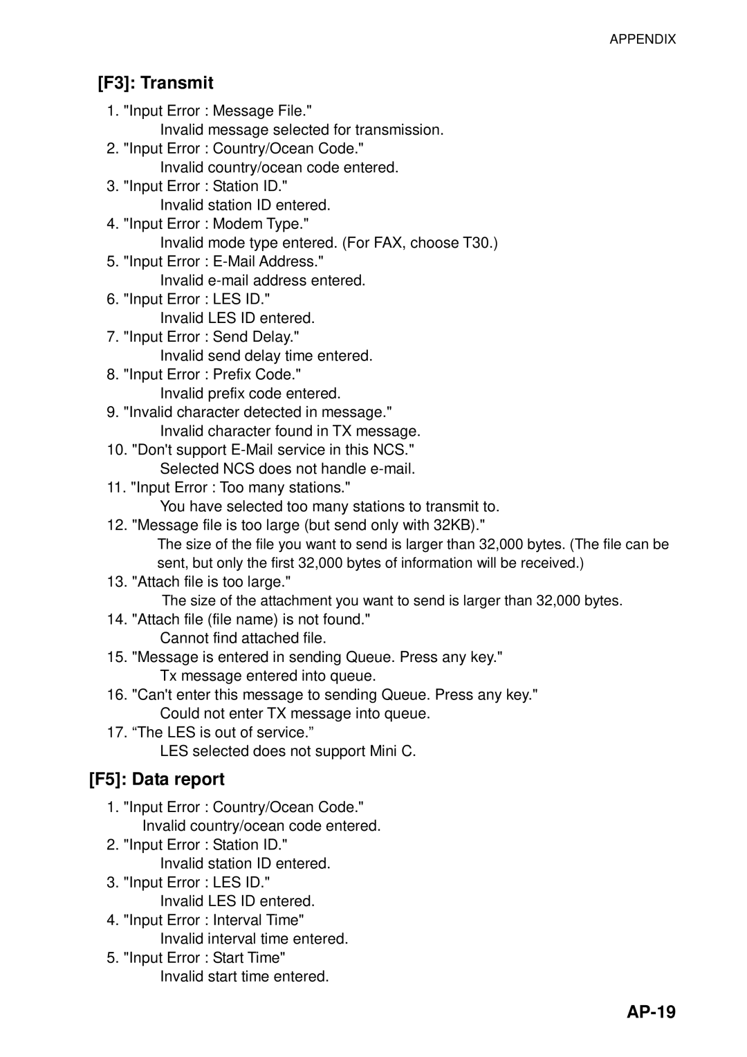 Furuno 16 manual F3 Transmit, F5 Data report, AP-19 