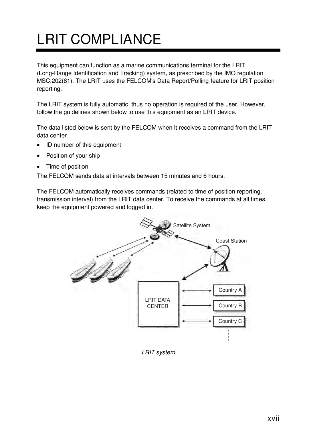 Furuno 16 manual Lrit Compliance, Xvii, Lrit system 