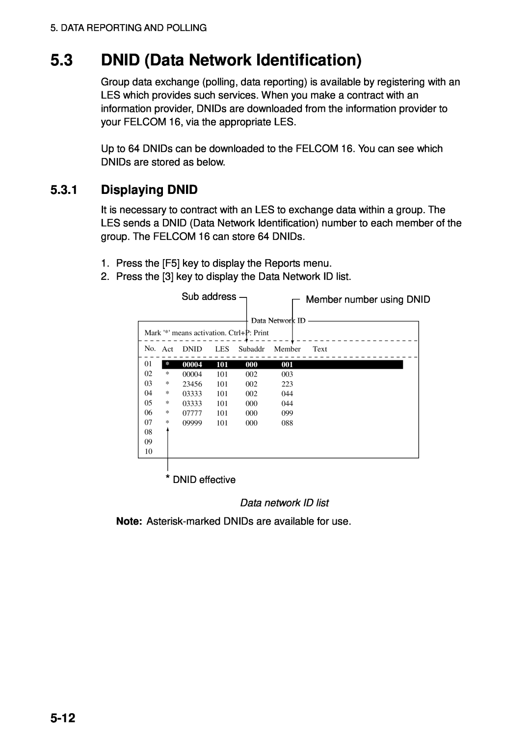 Furuno 16 manual DNID Data Network Identification, Displaying DNID, 5-12 
