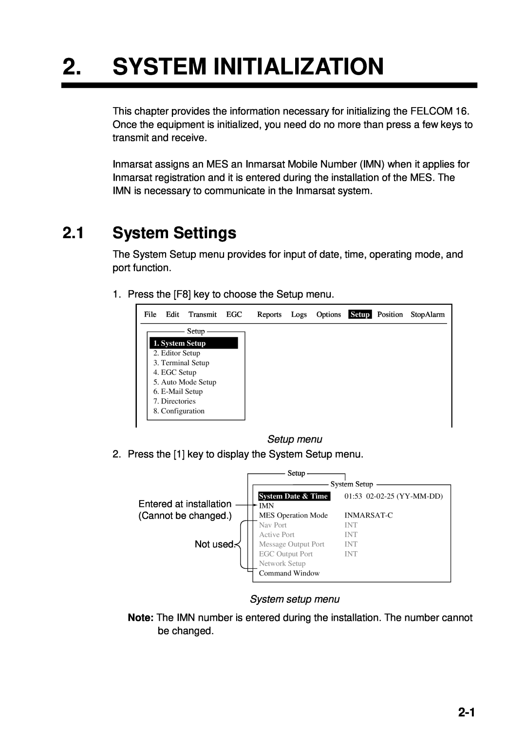 Furuno 16 manual System Initialization, System Settings 
