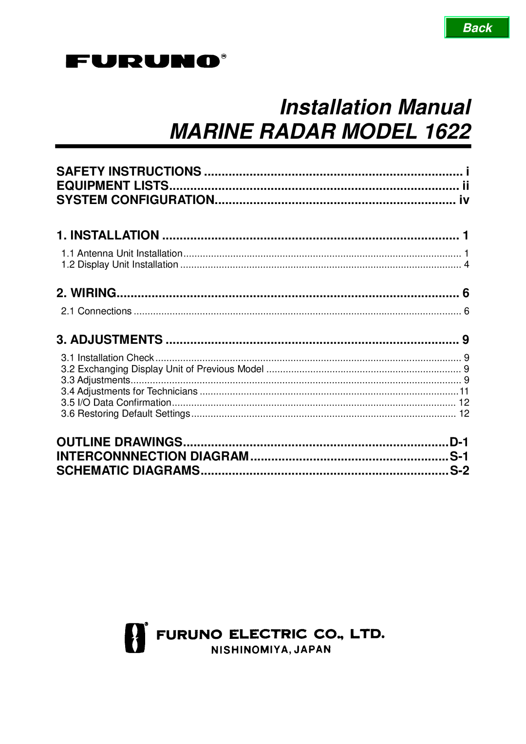 Furuno 1622 installation manual Marine Radar Model 