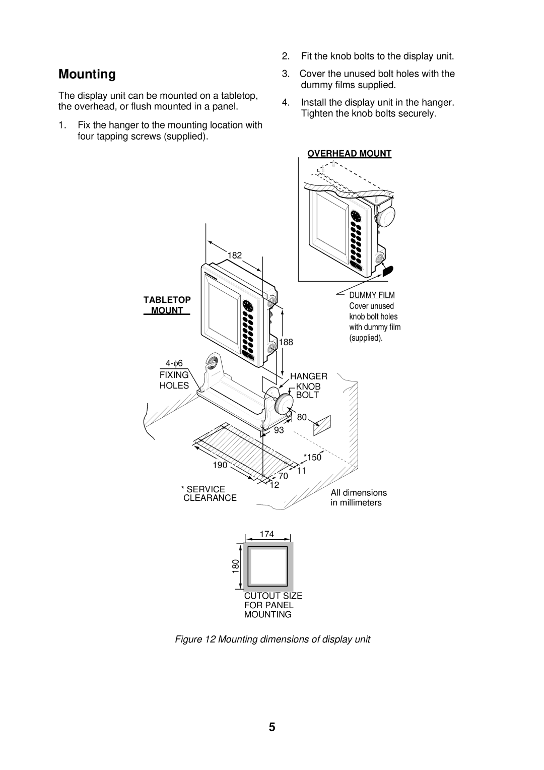 Furuno 1622 installation manual Mounting, Tabletop Mount 