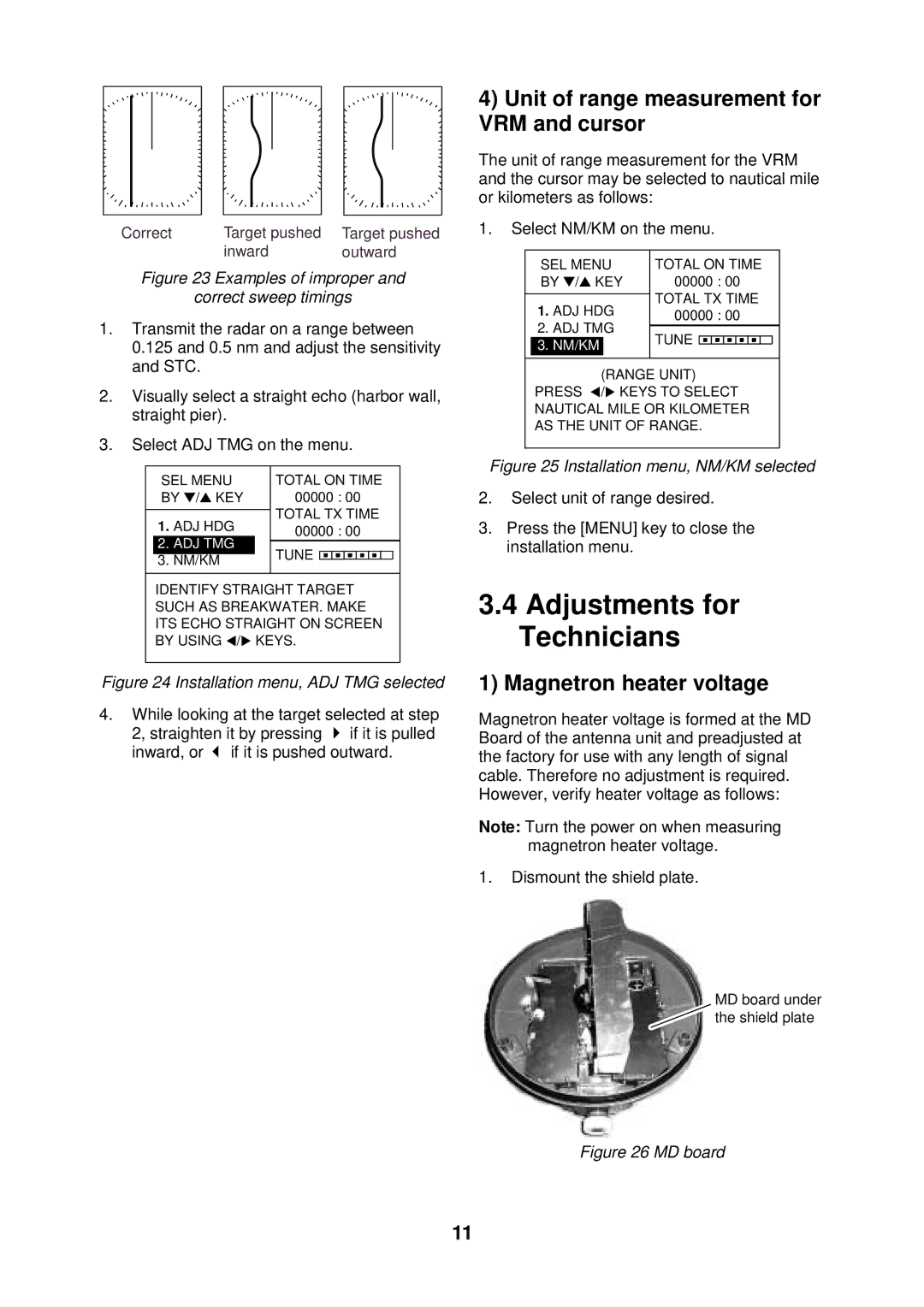 Furuno 1622 installation manual Adjustments for Technicians 