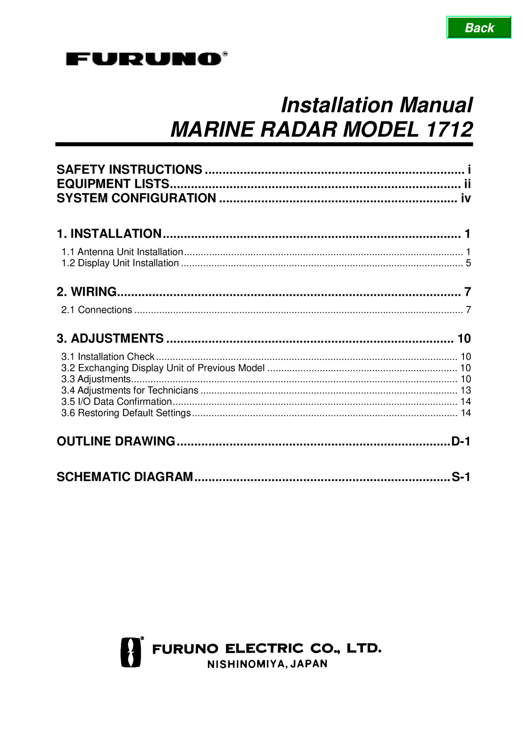 Furuno 1712 installation manual Marine Radar Model 