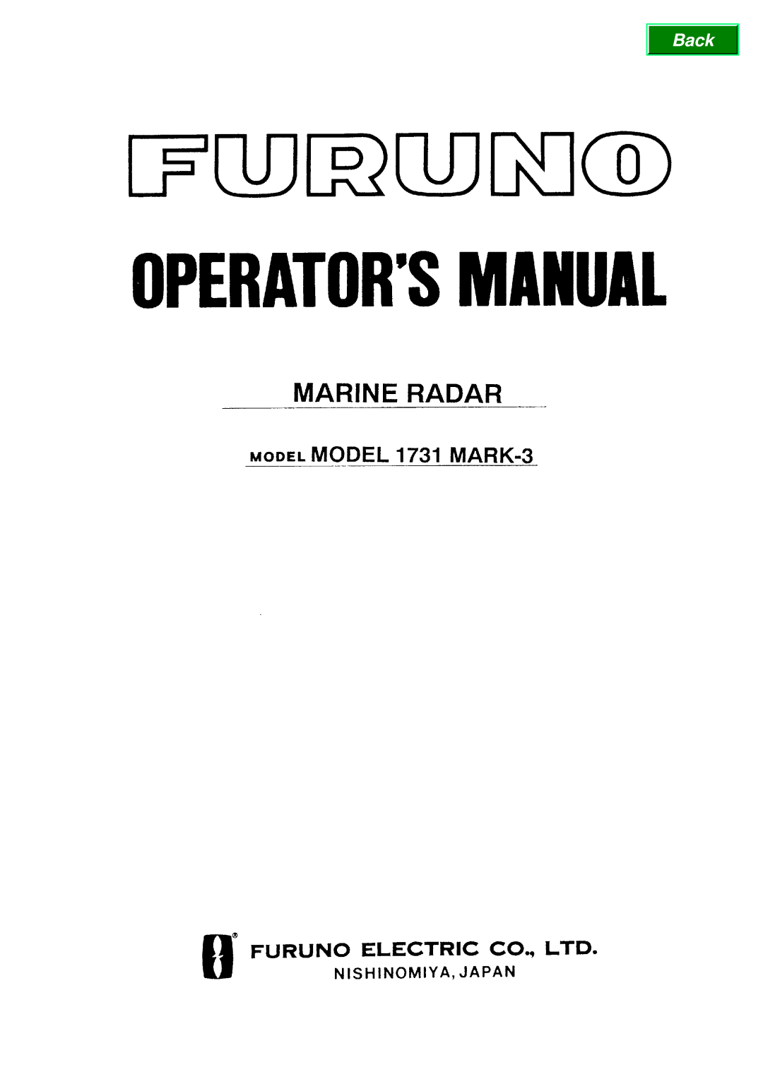 Furuno 1731 manual Back 