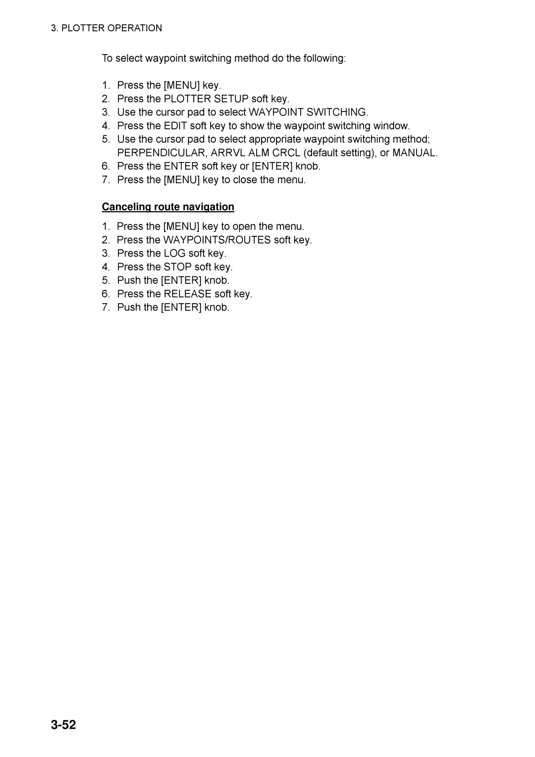 Furuno 1753C, 1733C, 1723C, 1762C, 1722C, 1763C, 1732C, 1752C, 1742C manual Canceling route navigation 