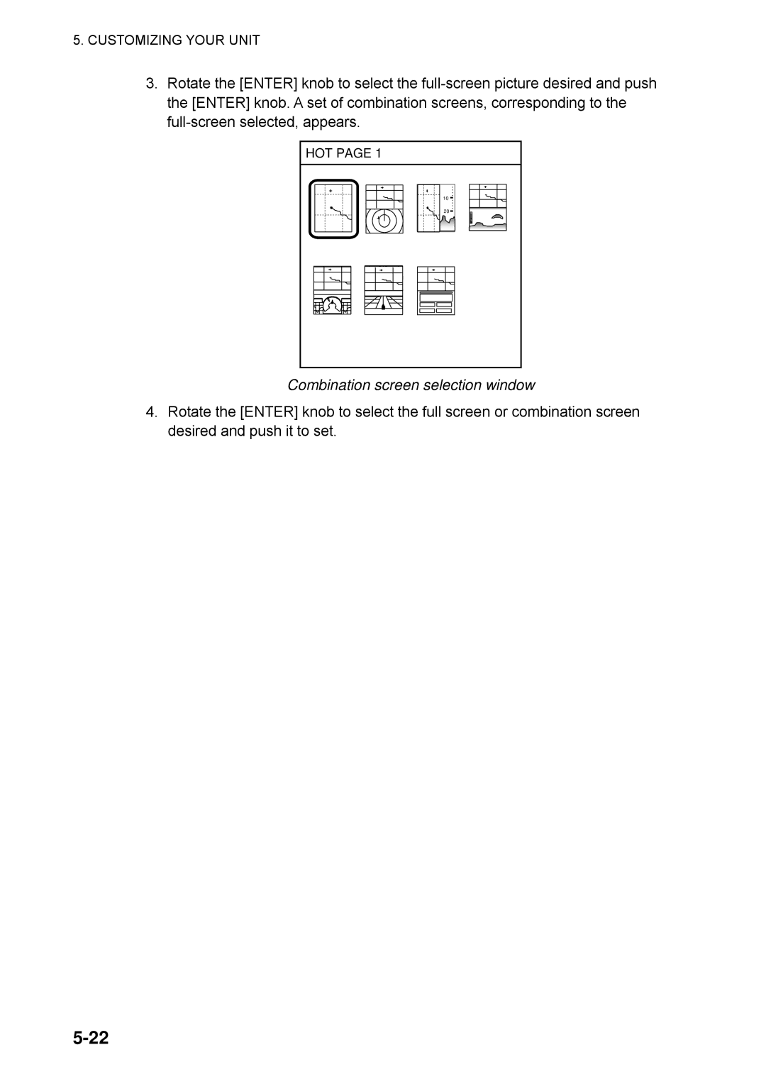 Furuno 1752C, 1753C, 1733C, 1723C, 1762C, 1722C, 1763C, 1732C, 1742C manual Combination screen selection window 