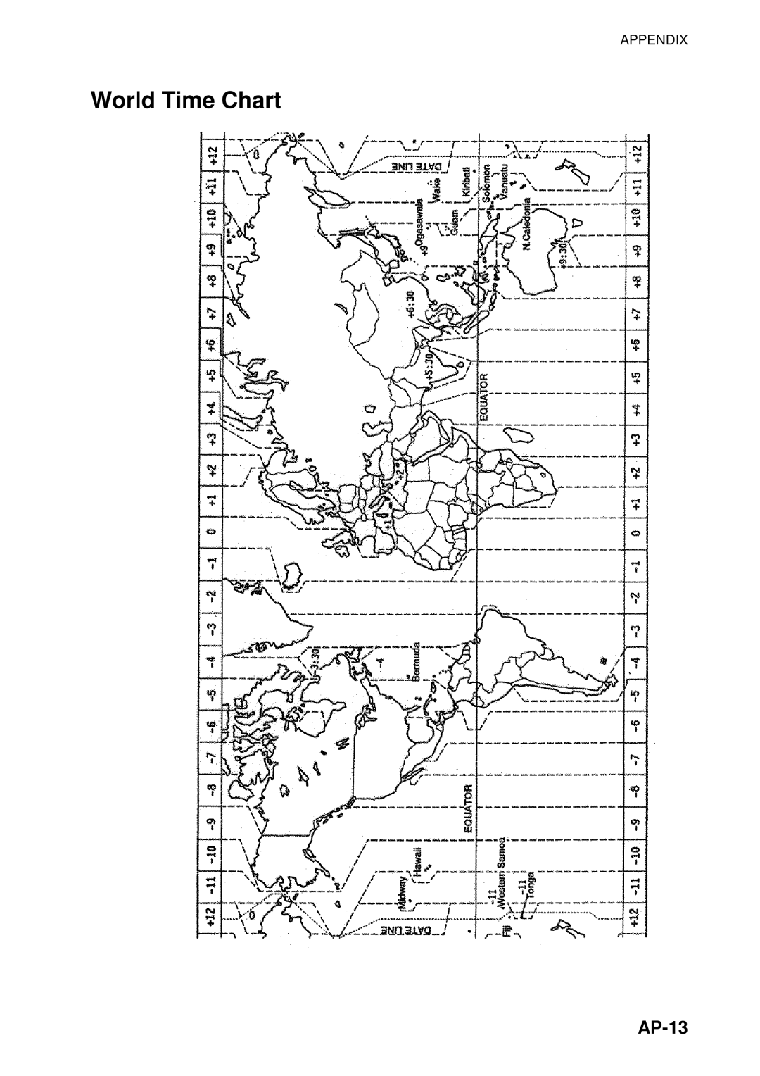 Furuno 1753C, 1733C, 1723C, 1762C, 1722C, 1763C, 1732C, 1752C, 1742C manual World Time Chart, AP-13 