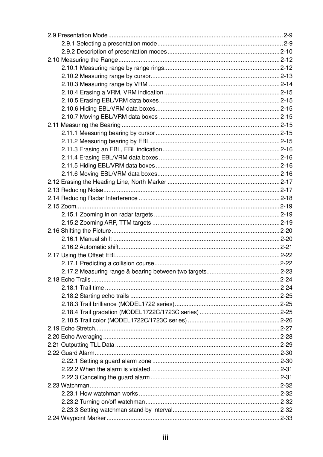 Furuno 1753C, 1733C, 1723C, 1762C, 1722C, 1763C, 1732C, 1752C, 1742C manual Iii 