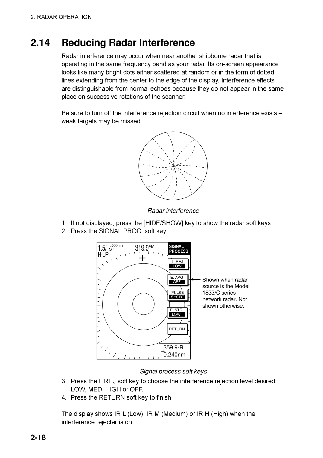 Furuno 1753C, 1742, 1733C, 1723C, 1762C, 1722C, 1763C, 1732C, 1752C Reducing Radar Interference, Radar interference 