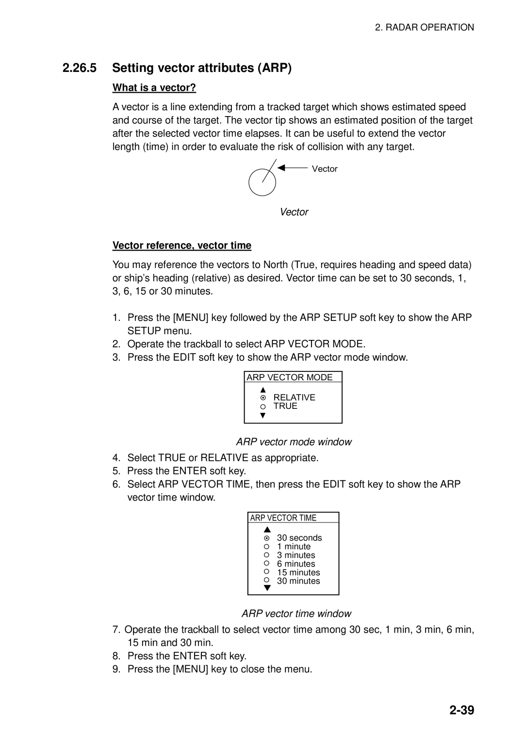 Furuno 1823C manual Setting vector attributes ARP, What is a vector?, Vector reference, vector time 