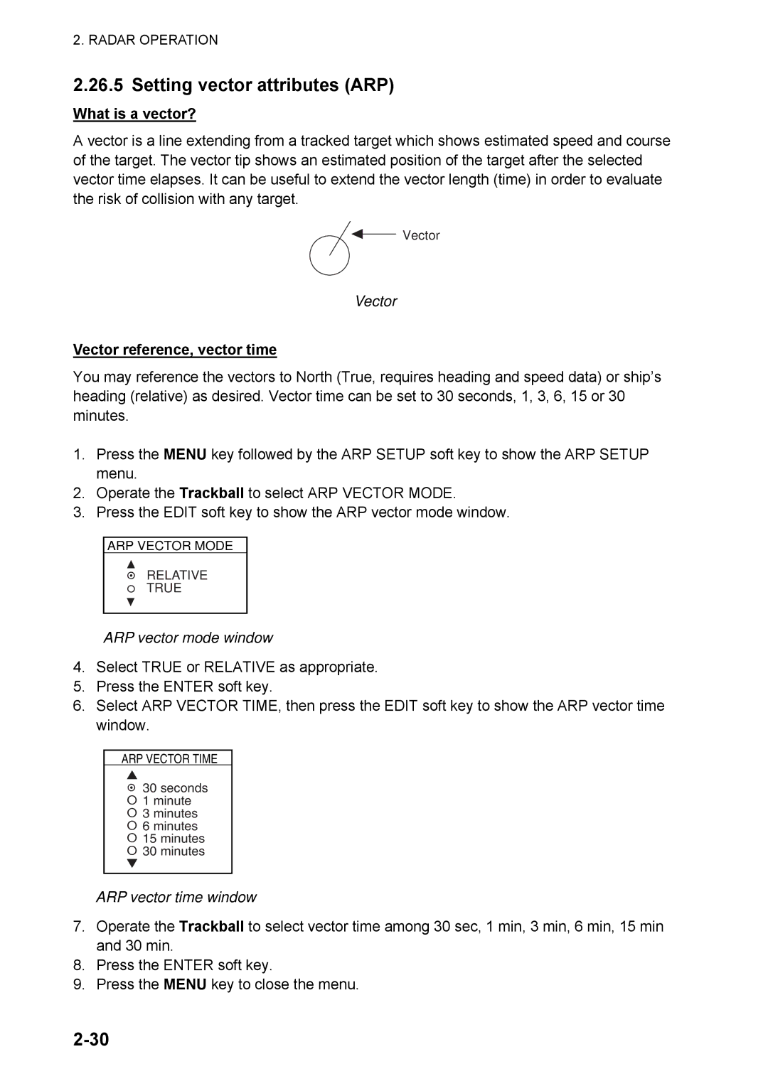 Furuno 1824C manual Setting vector attributes ARP, What is a vector?, Vector reference, vector time 