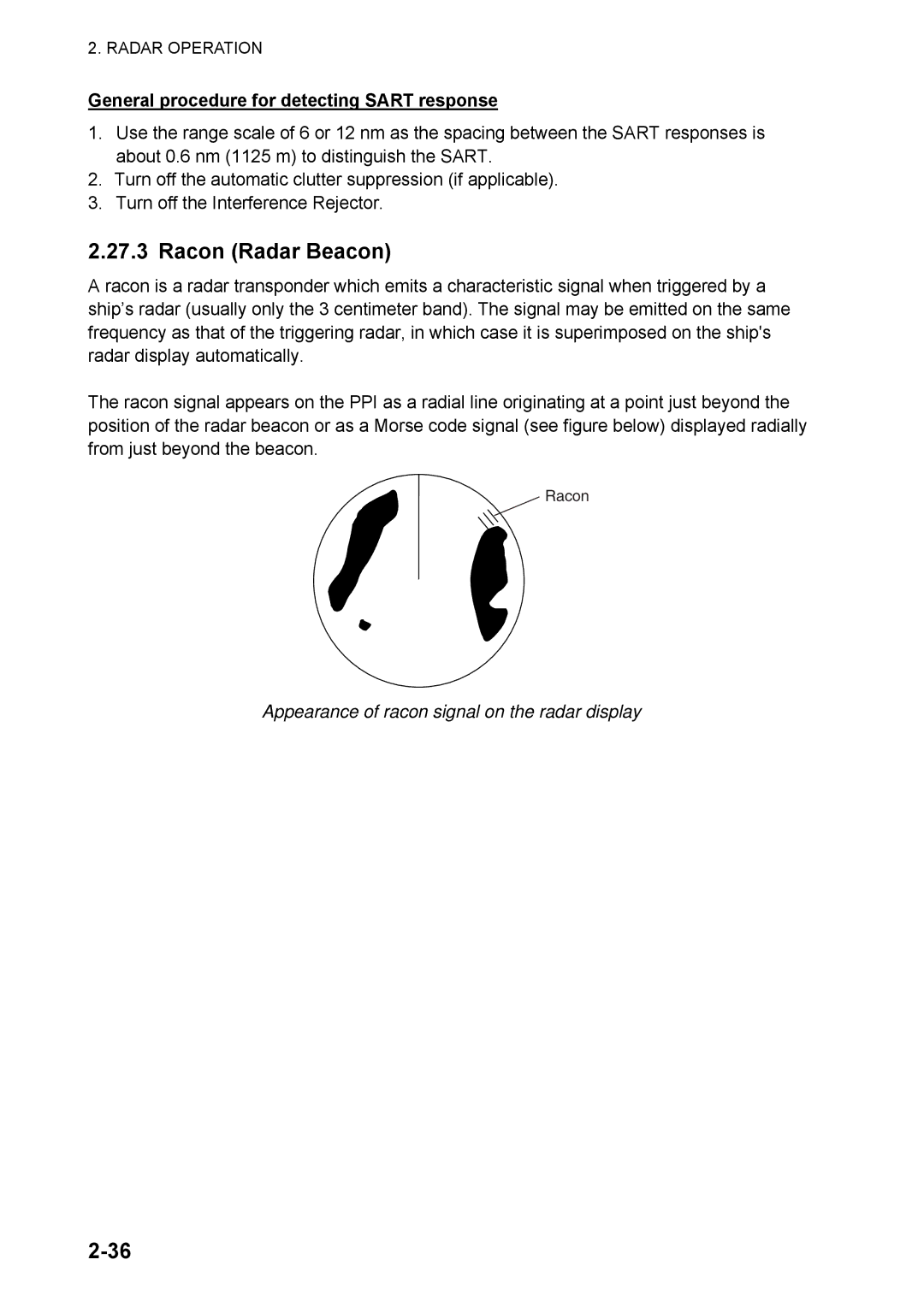 Furuno 1824C manual Racon Radar Beacon, General procedure for detecting Sart response 