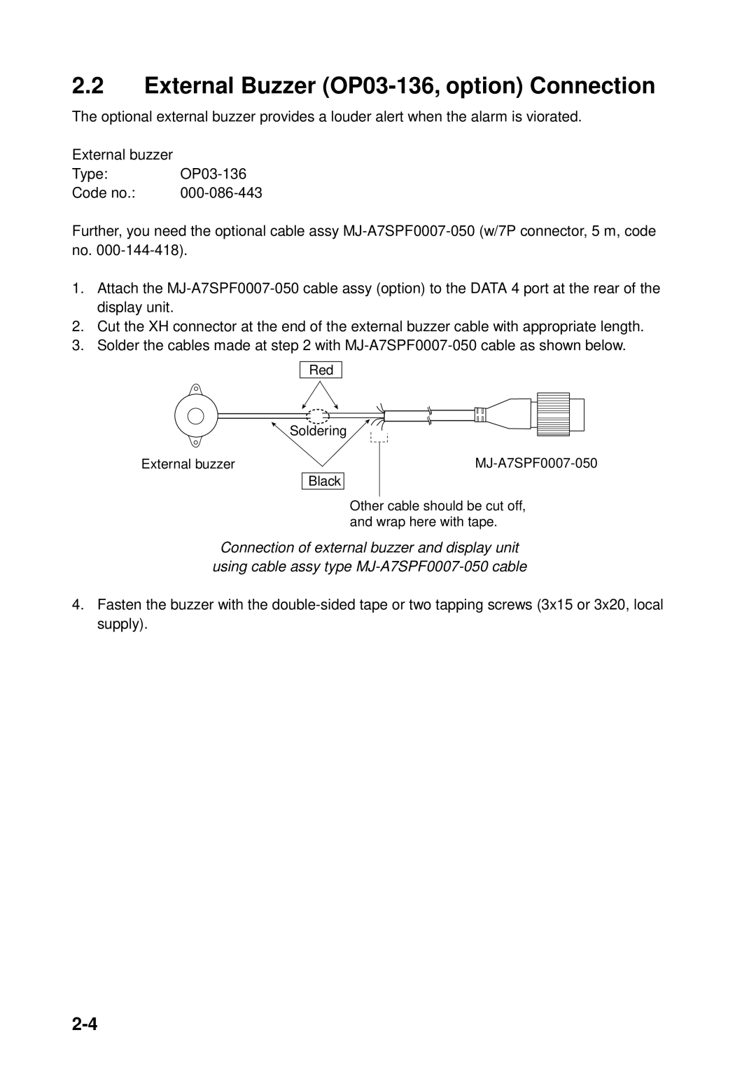 Furuno GD-1900C, 1933C, 1943C, 1833C, 1823C, 1953C manual External Buzzer OP03-136, option Connection 