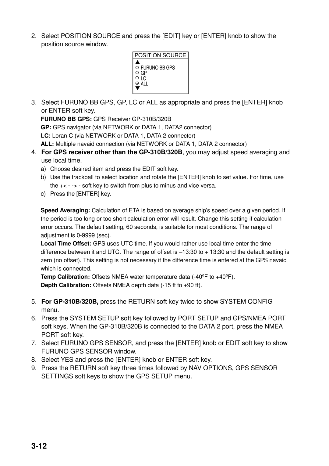 Furuno 1833C, 1933C, 1943C, 1823C, GD-1900C, 1953C manual Position Source Furuno BB GPS ALL 