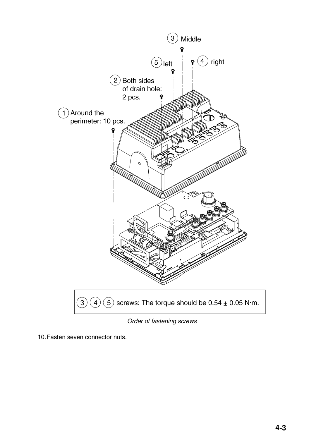 Furuno 1943C, 1933C, 1833C, 1823C, GD-1900C, 1953C manual Order of fastening screws 