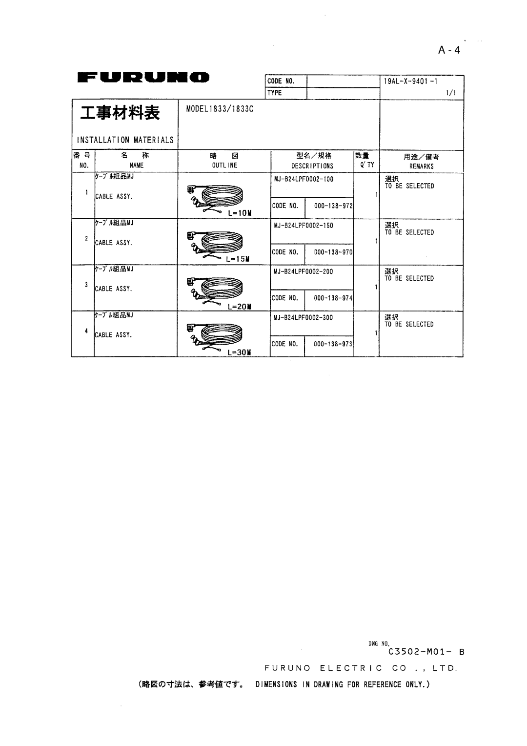 Furuno 1833C, 1933C, 1943C, 1823C, GD-1900C, 1953C manual 